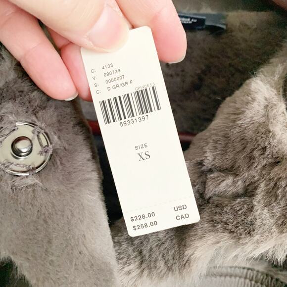 Anthropologie Kerry Reversible Faux Fur Coat XS Grey - Picture 7 of 8